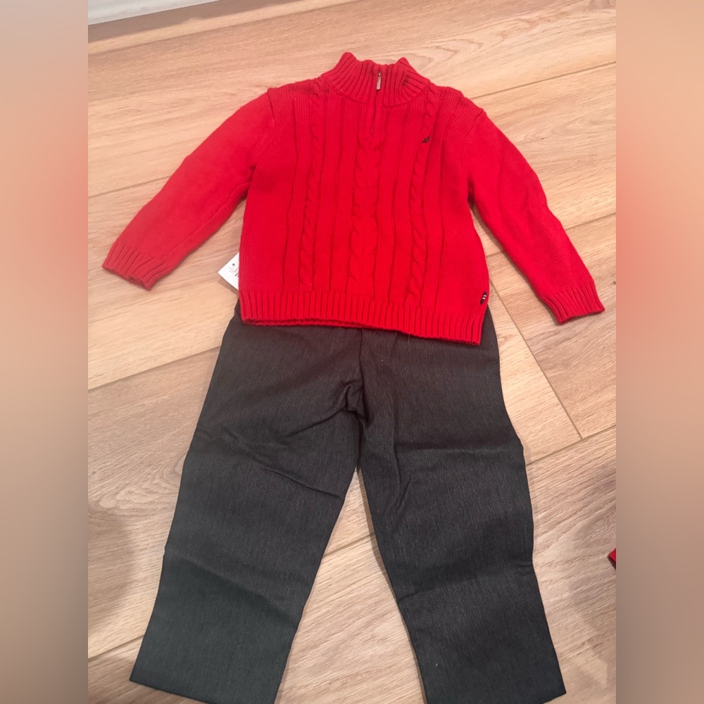24 mos Nautica set - Quarter Zip cable knit sweater and pants